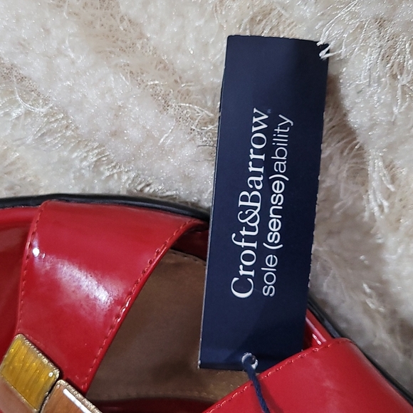 NEW High Heel Sandals Red Patent Open Toe Sole Sense Ability Pad Croft Barrow 6 - Picture 11 of 16